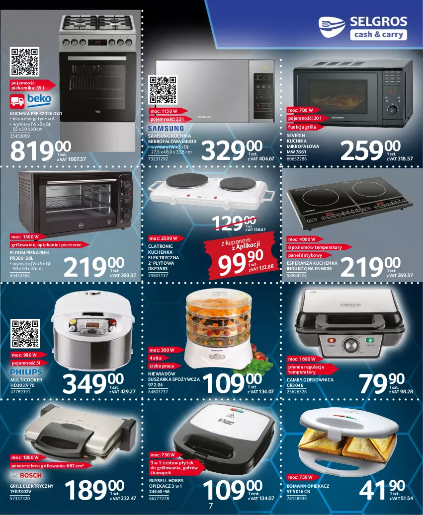 Gazetka promocyjna Selgros - Katalog Elektro - ważna 20.10 do 02.11.2022 - strona 7 - produkty: Fa, Gofrownica, Grill, Kuchnia, Piec, Piekarnik, Samsung, Suszarka