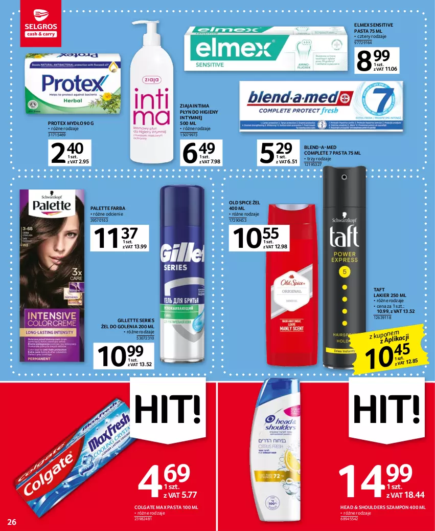 Gazetka promocyjna Selgros - Oferta spożywcza - ważna 05.01 do 18.01.2023 - strona 26 - produkty: Blend-a-Med, Colgate, Elmex, Fa, Gillette, Lakier, LG, Mydło, Old Spice, Palette, Płyn do higieny intymnej, Ser, Szampon, Taft, Ziaja