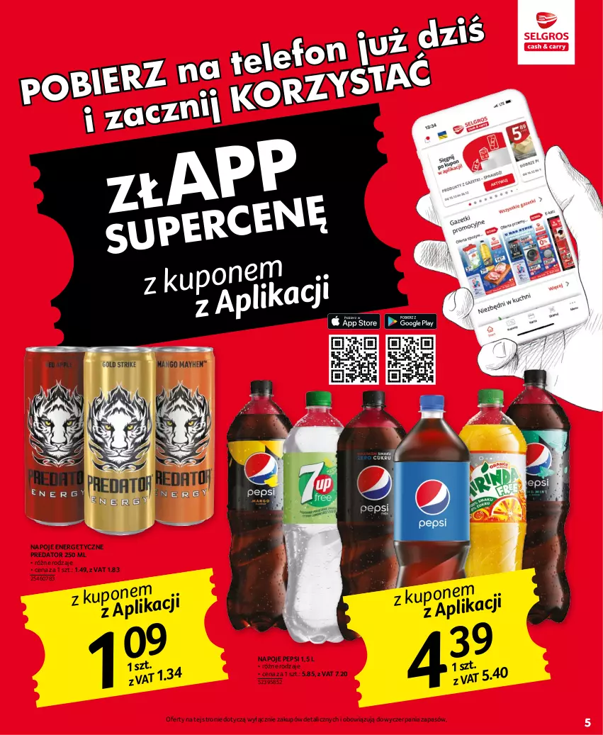 Gazetka promocyjna Selgros - Oferta spożywcza - ważna 05.01 do 18.01.2023 - strona 5 - produkty: Napoje, Pepsi