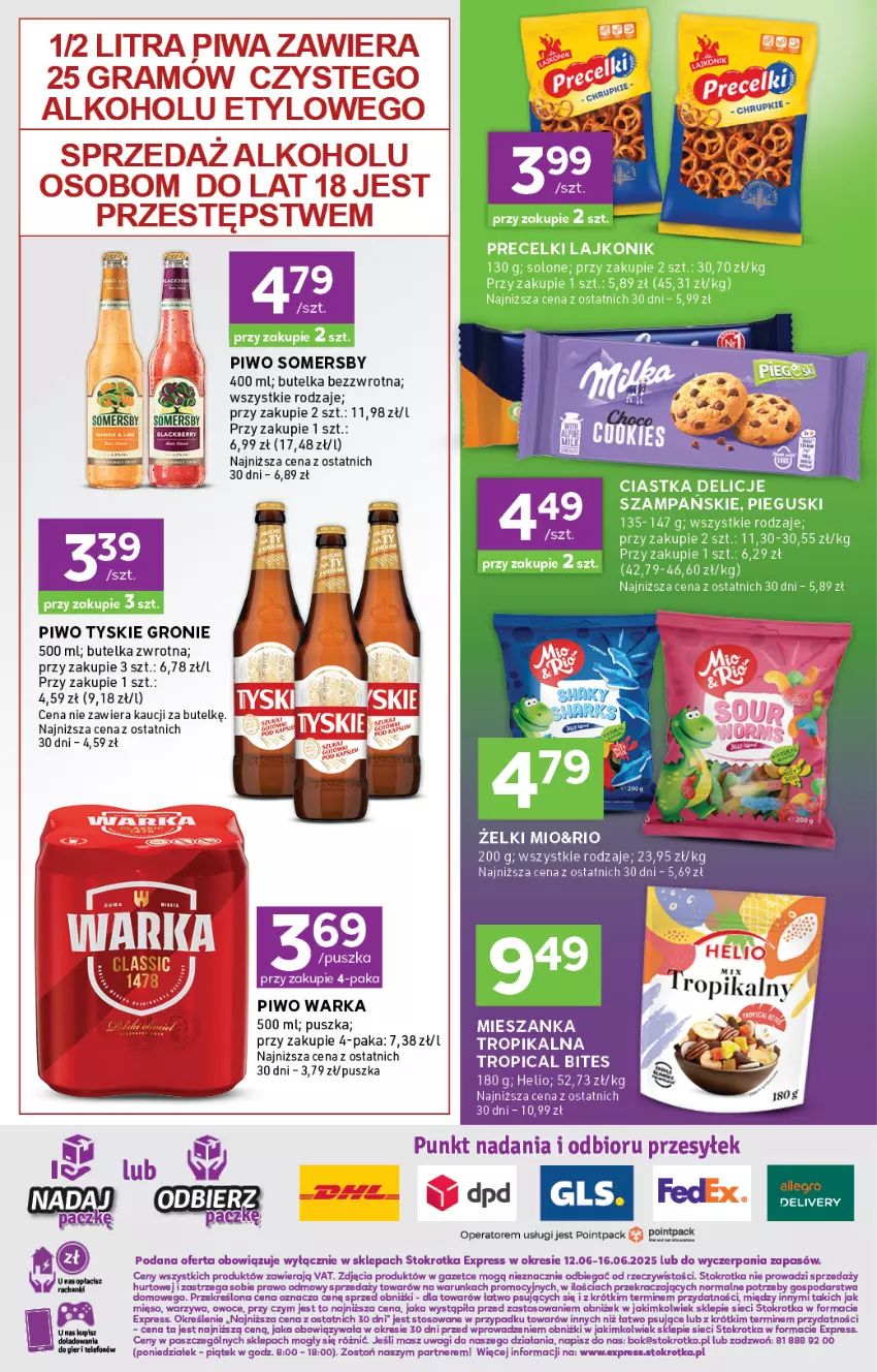 Gazetka promocyjna Stokrotka - Stokrotka Express - ważna 12.06 do 16.06.2025 - strona 5 - produkty: Fa, Gra, Helio, O nas, Owoce, Piwa, Piwo, Somersby, Telefon, Tropical, Tyskie, Wagi, Warka, Warzywa