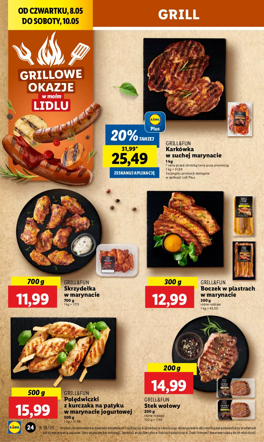 Gazetka promocyjna Lidl - GAZETKA - ważna 08.05 do 10.05.2025 - strona 26 - produkty: Boczek, Grill, Jogurt, Kurczak, Polędwiczki z kurczaka, Stek, Stek wołowy