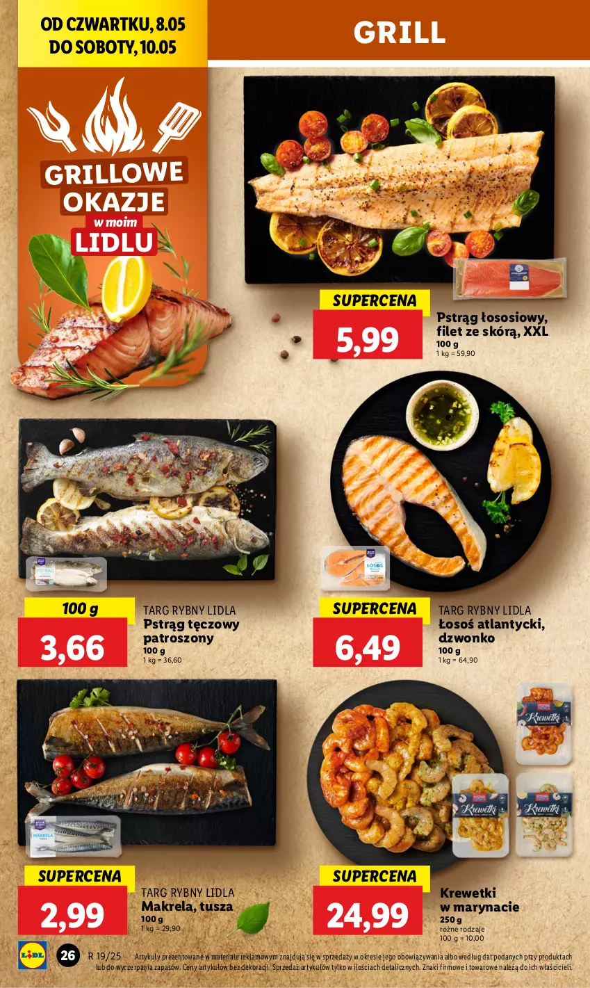Gazetka promocyjna Lidl - GAZETKA - ważna 08.05 do 10.05.2025 - strona 28 - produkty: Grill, Krewetki, Pstrąg, Pstrąg łososiowy, Pstrąg tęczowy, Sos, Tusz