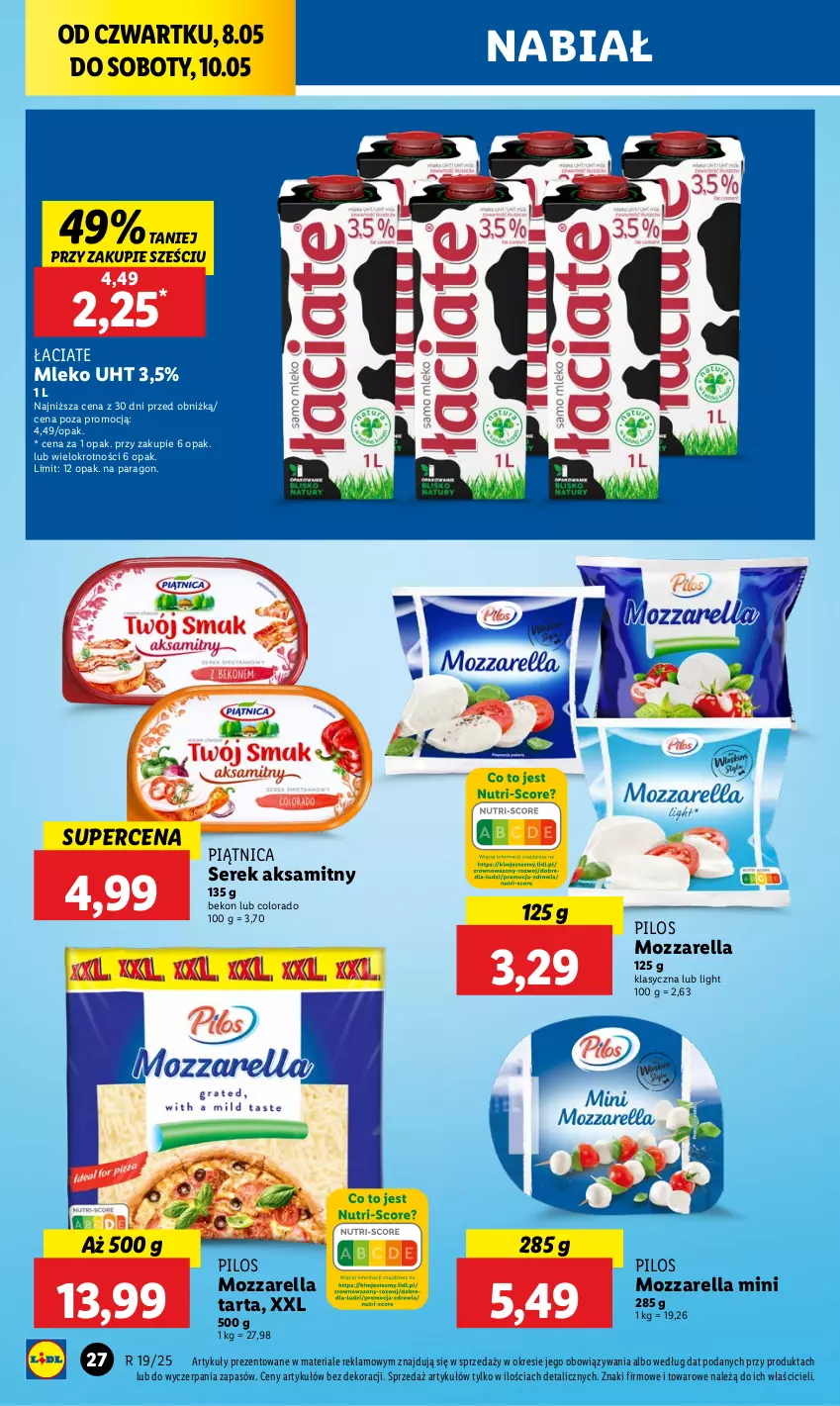 Gazetka promocyjna Lidl - GAZETKA - ważna 08.05 do 10.05.2025 - strona 30 - produkty: Aksam, Beko, Mleko, Mozzarella, Piątnica, Pilos, Ser, Serek, Tarta