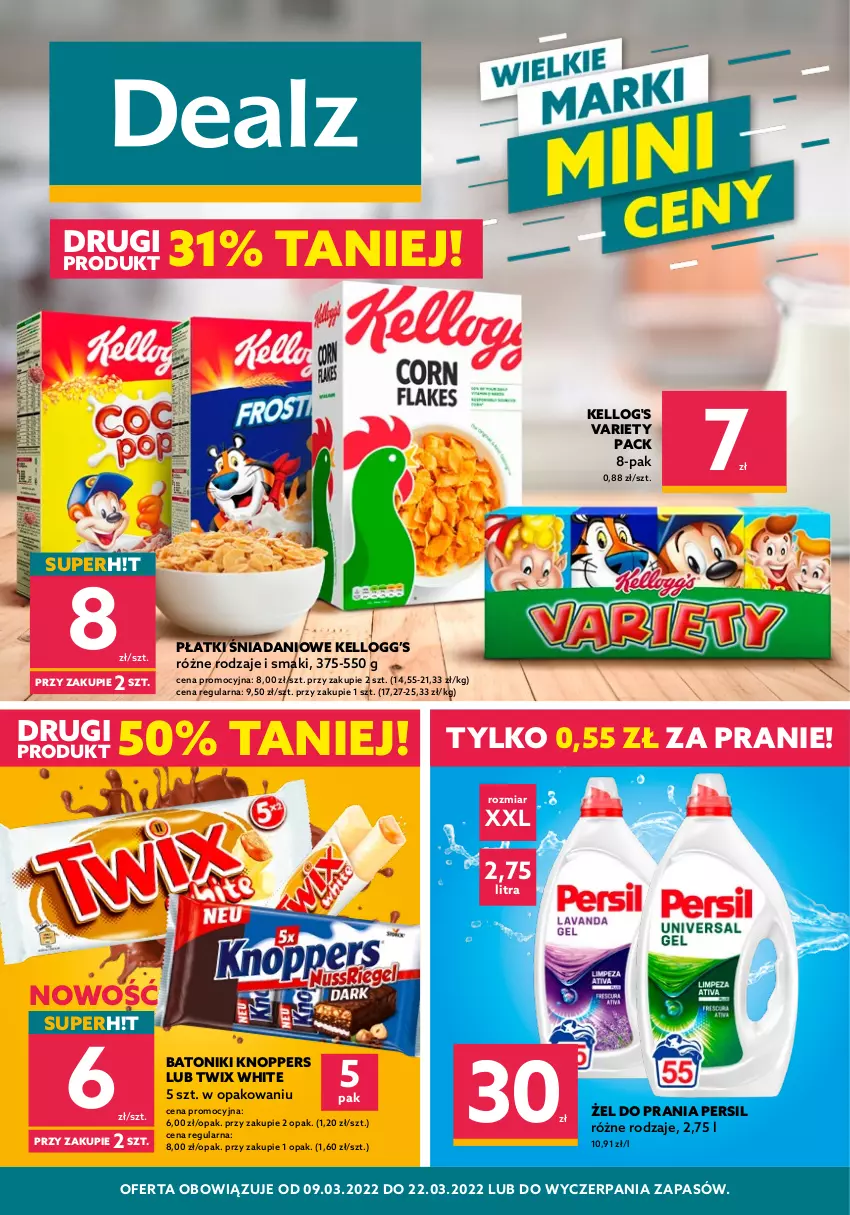 Gazetka promocyjna Dealz - NOWA GAZETKAWielkie Marki Mini Ceny - ważna 09.03 do 22.03.2022 - strona 1 - produkty: Baton, Danio, Knoppers, Persil, Tonik, Twix