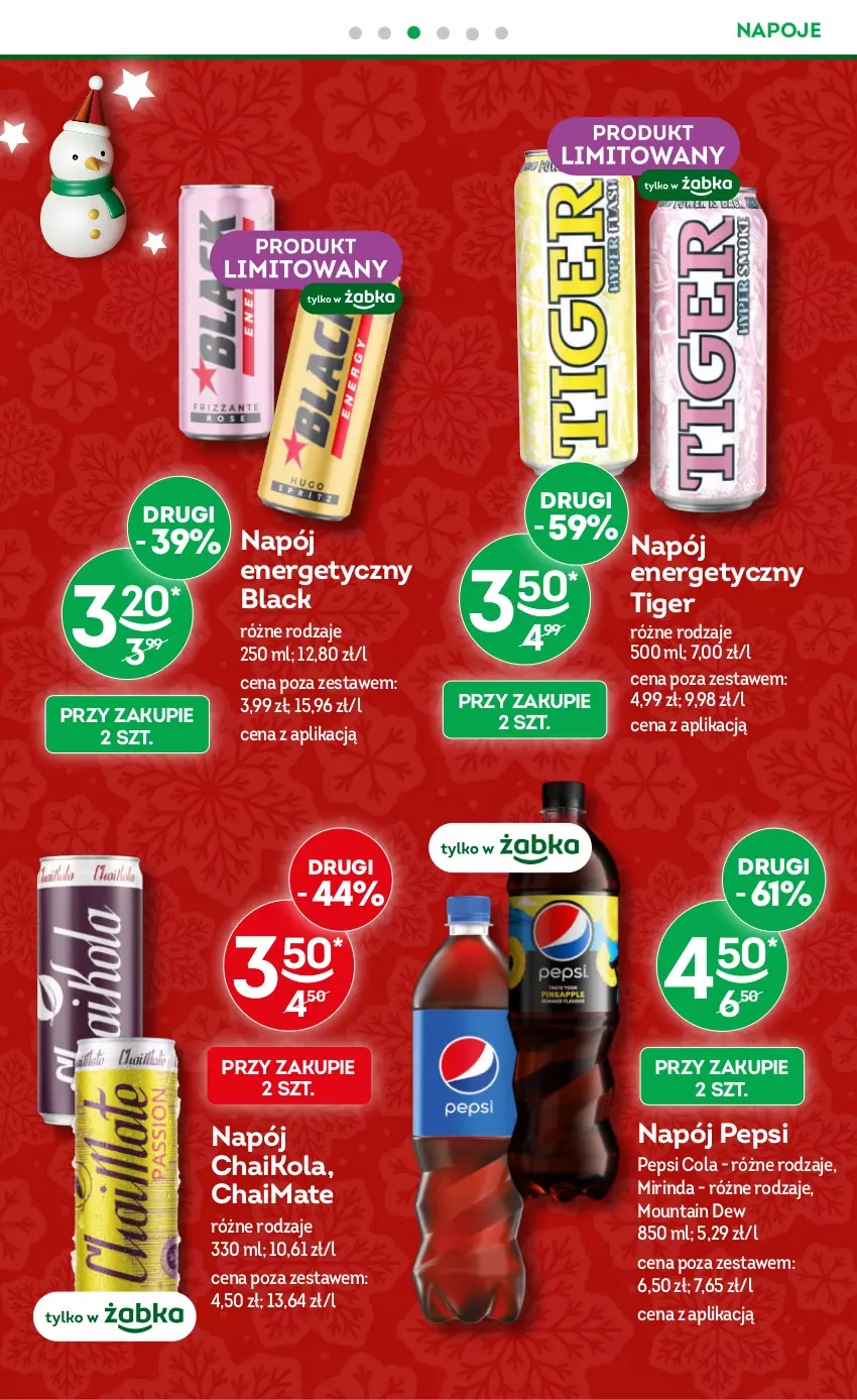 Gazetka promocyjna Żabka - ważna 06.12 do 19.12.2023 - strona 16 - produkty: Lack, Mirinda, Napój, Napój energetyczny, Napoje, Pepsi, Tiger