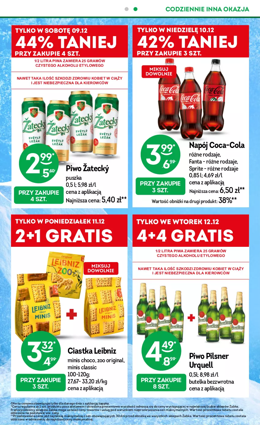 Gazetka promocyjna Żabka - ważna 06.12 do 19.12.2023 - strona 3 - produkty: Ciastka, Coca-Cola, Fa, Fanta, Gin, Gra, Napój, Piec, Pilsner Urquell, Piwa, Piwo, Sok, Sprite