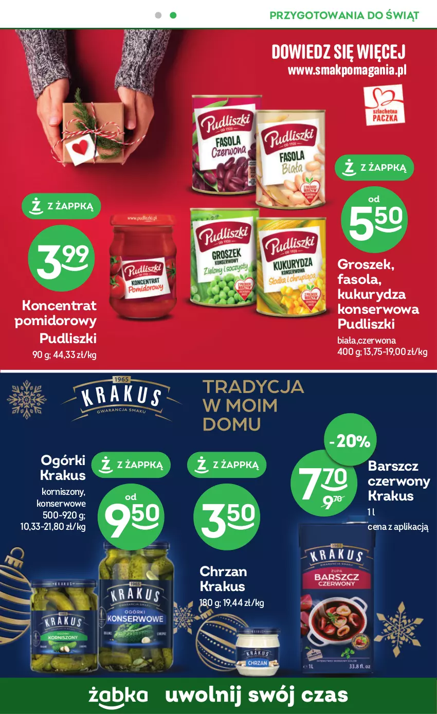 Gazetka promocyjna Żabka - ważna 06.12 do 19.12.2023 - strona 45 - produkty: Burger, Chrzan, Fa, Fasola, Groszek, Herbata, Kawa, Koncentrat pomidorowy, Korniszony, Krakus, Kukurydza, Kukurydza konserwowa, Pudliszki, Ser