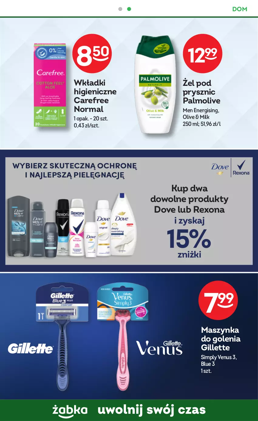 Gazetka promocyjna Żabka - ważna 06.12 do 19.12.2023 - strona 53 - produkty: Carefree, Dove, Gillette, Maszynka, Maszynka do golenia, Palmolive, Rexona, Szynka, Venus, Wkładki