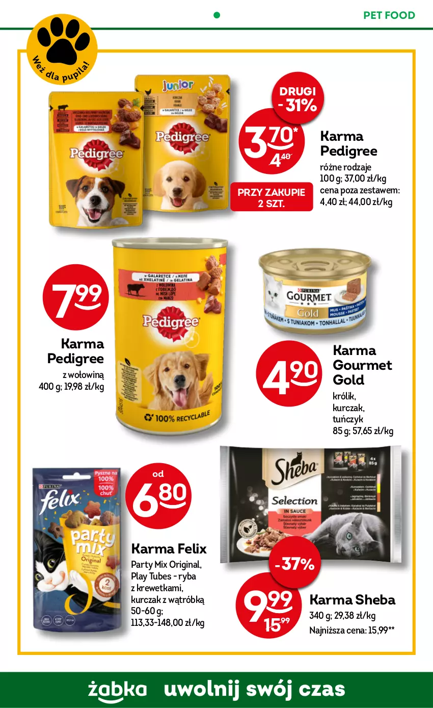 Gazetka promocyjna Żabka - ważna 06.12 do 19.12.2023 - strona 55 - produkty: Felix, Gin, Gourmet Gold, Królik, Kurczak, Pedigree, Ryba, Sheba, Tuńczyk