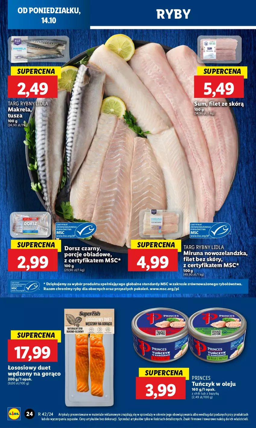 Gazetka promocyjna Lidl - GAZETKA - ważna 14.10 do 16.10.2024 - strona 26 - produkty: Bazyl, Dorsz, Miruna, Olej, Por, Sos, Tuńczyk, Tusz