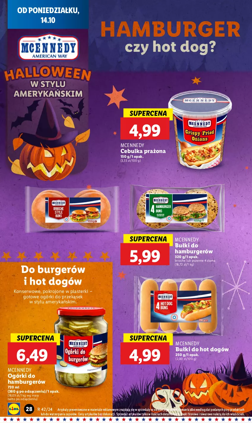 Gazetka promocyjna Lidl - GAZETKA - ważna 14.10 do 16.10.2024 - strona 30 - produkty: Bułki do hot dogów, Burger, Hamburger, Hot dog, Plasterki, Ser