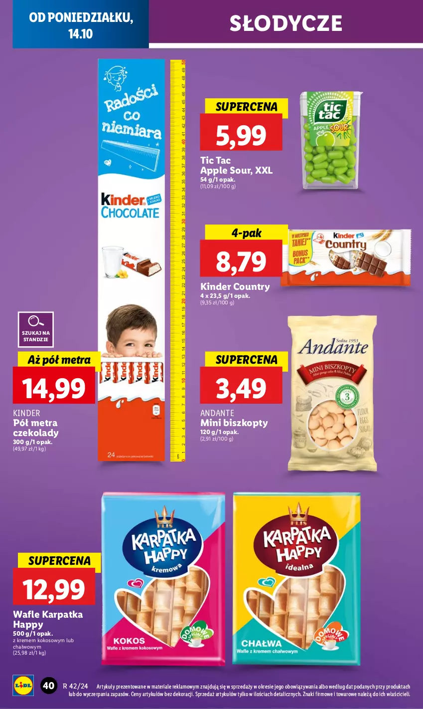 Gazetka promocyjna Lidl - GAZETKA - ważna 14.10 do 16.10.2024 - strona 42 - produkty: Biszkopty, Karp, Kinder, Kokos, Wafle