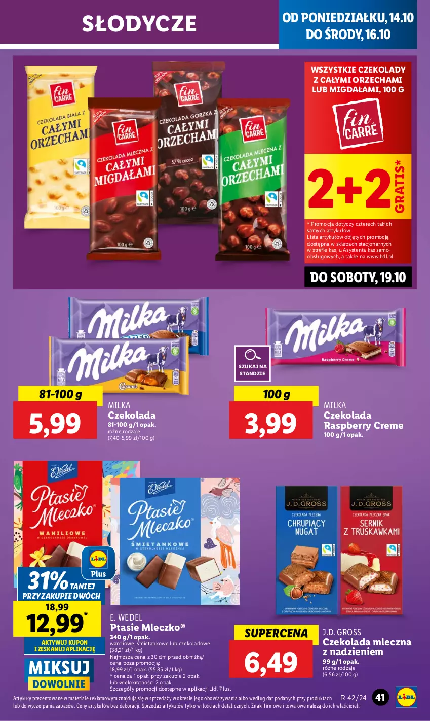 Gazetka promocyjna Lidl - GAZETKA - ważna 14.10 do 16.10.2024 - strona 43 - produkty: Czekolada, Czekolada mleczna, E. Wedel, Gra, Milka, Mleczko, Ptasie mleczko