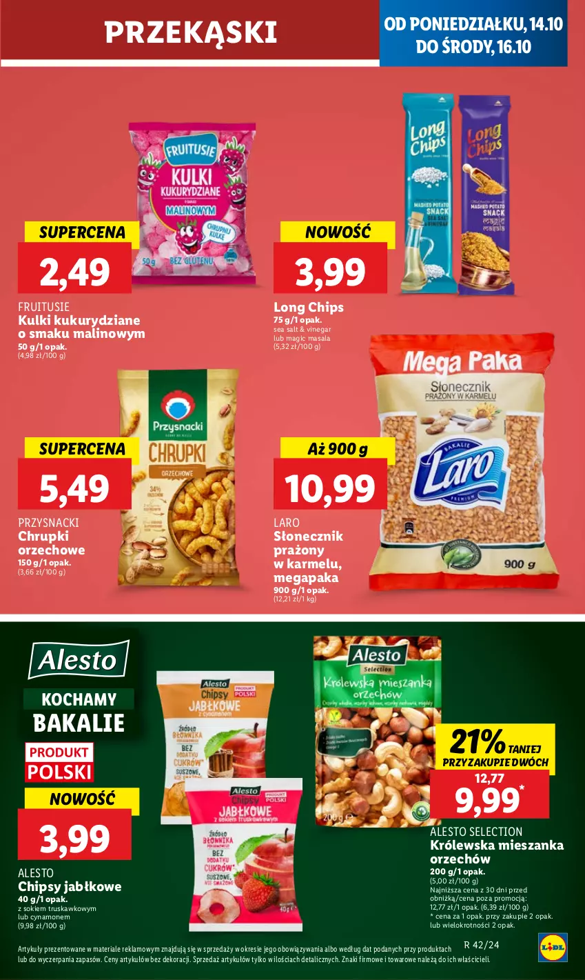 Gazetka promocyjna Lidl - GAZETKA - ważna 14.10 do 16.10.2024 - strona 45 - produkty: Chipsy, Chrupki, Koc, Przysnacki, Słonecznik prażony, Sok