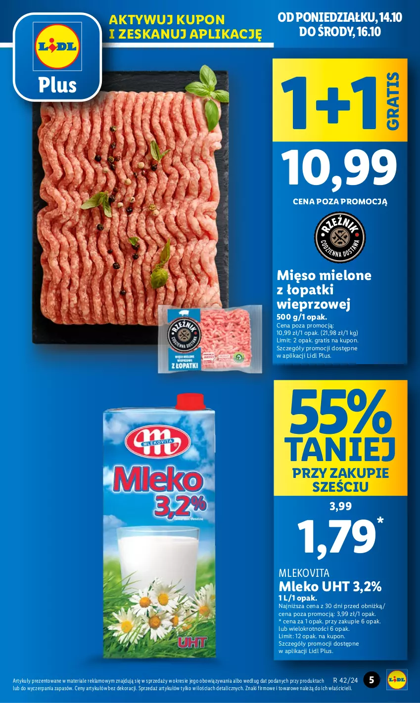 Gazetka promocyjna Lidl - GAZETKA - ważna 14.10 do 16.10.2024 - strona 5 - produkty: Gra, Mięso, Mięso mielone, Mięso mielone z łopatki wieprzowej, Mleko, Mlekovita