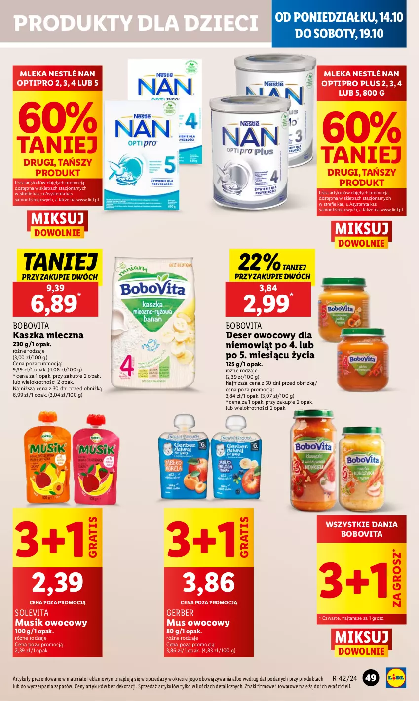 Gazetka promocyjna Lidl - GAZETKA - ważna 14.10 do 16.10.2024 - strona 53 - produkty: BoboVita, Deser, Deser owocowy, Dzieci, Gerber, Gra, Mus, NAN Optipro, Nestlé, Ser