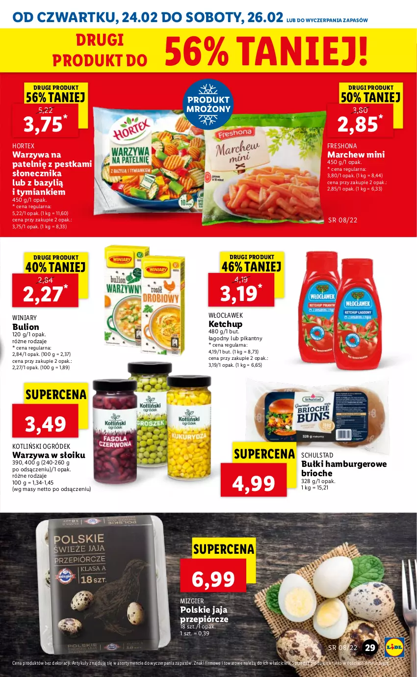 Gazetka promocyjna Lidl - GAZETKA - ważna 24.02 do 26.02.2022 - strona 29 - produkty: Bazyl, Bulion, Burger, Hamburger, Hortex, Jaja, Ketchup, Lion, Ogród, Warzywa, Winiary