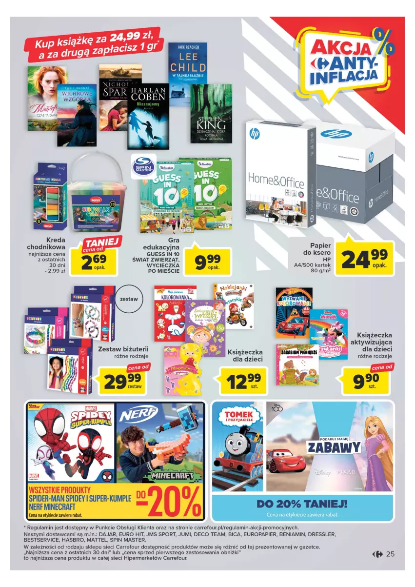 Gazetka promocyjna Carrefour - Gazetka Carrefour - ważna 25.04 do 06.05.2023 - strona 25 - produkty: BIC, Chodnik, Dres, Dzieci, Hasbro, HP, Klej, Kolorowanka, Mattel, Minecraft, Nerf, Papier, Por, Ser, Sport