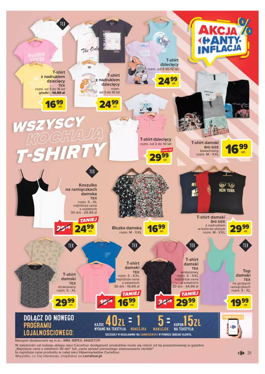 Gazetka promocyjna Carrefour - Gazetka Carrefour - ważna 25.04 do 06.05.2023 - strona 31 - produkty: Dzieci, Klej, Kosz, Koszulka, T-shirt, Top