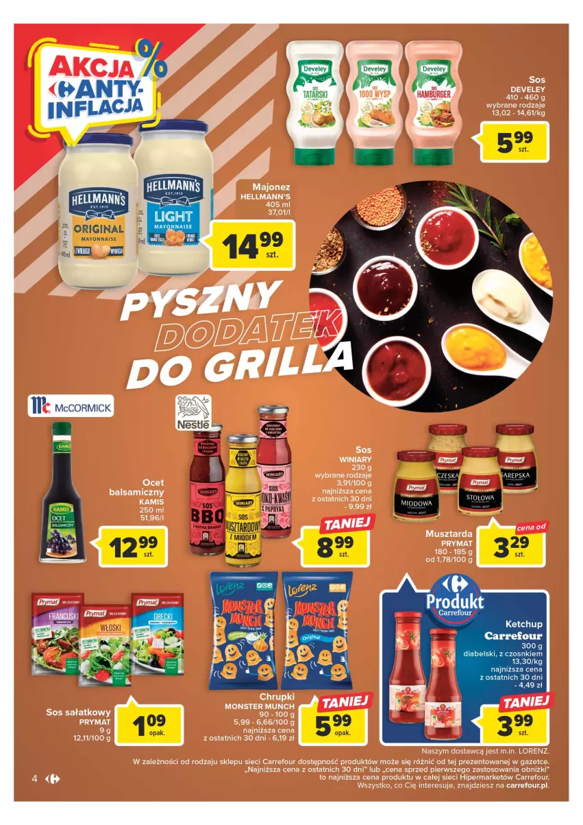 Gazetka promocyjna Carrefour - Gazetka Carrefour - ważna 25.04 do 06.05.2023 - strona 4 - produkty: Gin, Ketchup, Miód, Sos