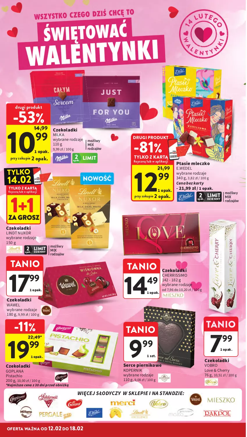 Gazetka promocyjna Intermarche - Gazetka Intermarche - ważna 12.02 do 18.02.2026 - strona 12 - produkty: Goplana, LANA, Lindt, Milka, Mleczko, Piernik, Ptasie mleczko, Ser, Wawel