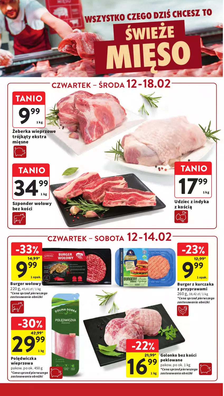 Gazetka promocyjna Intermarche - Gazetka Intermarche - ważna 12.02 do 18.02.2026 - strona 18 - produkty: Burger, Kurczak, Polędwiczka wieprzowa, Szponder wołowy, Udziec z indyka