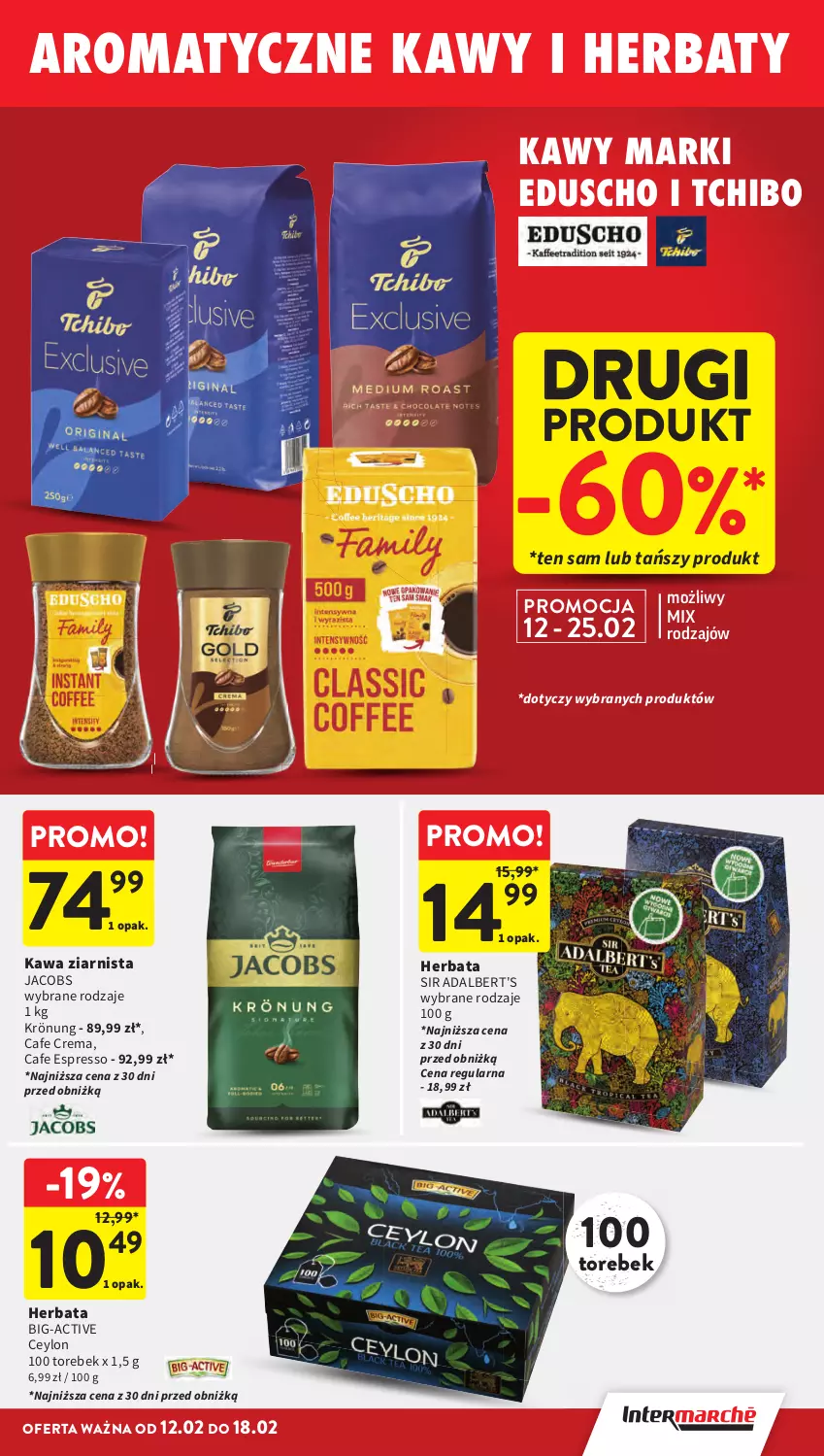 Gazetka promocyjna Intermarche - Gazetka Intermarche - ważna 12.02 do 18.02.2026 - strona 29 - produkty: Herbata, Jacobs, Kawa, Kawa ziarnista, Tchibo