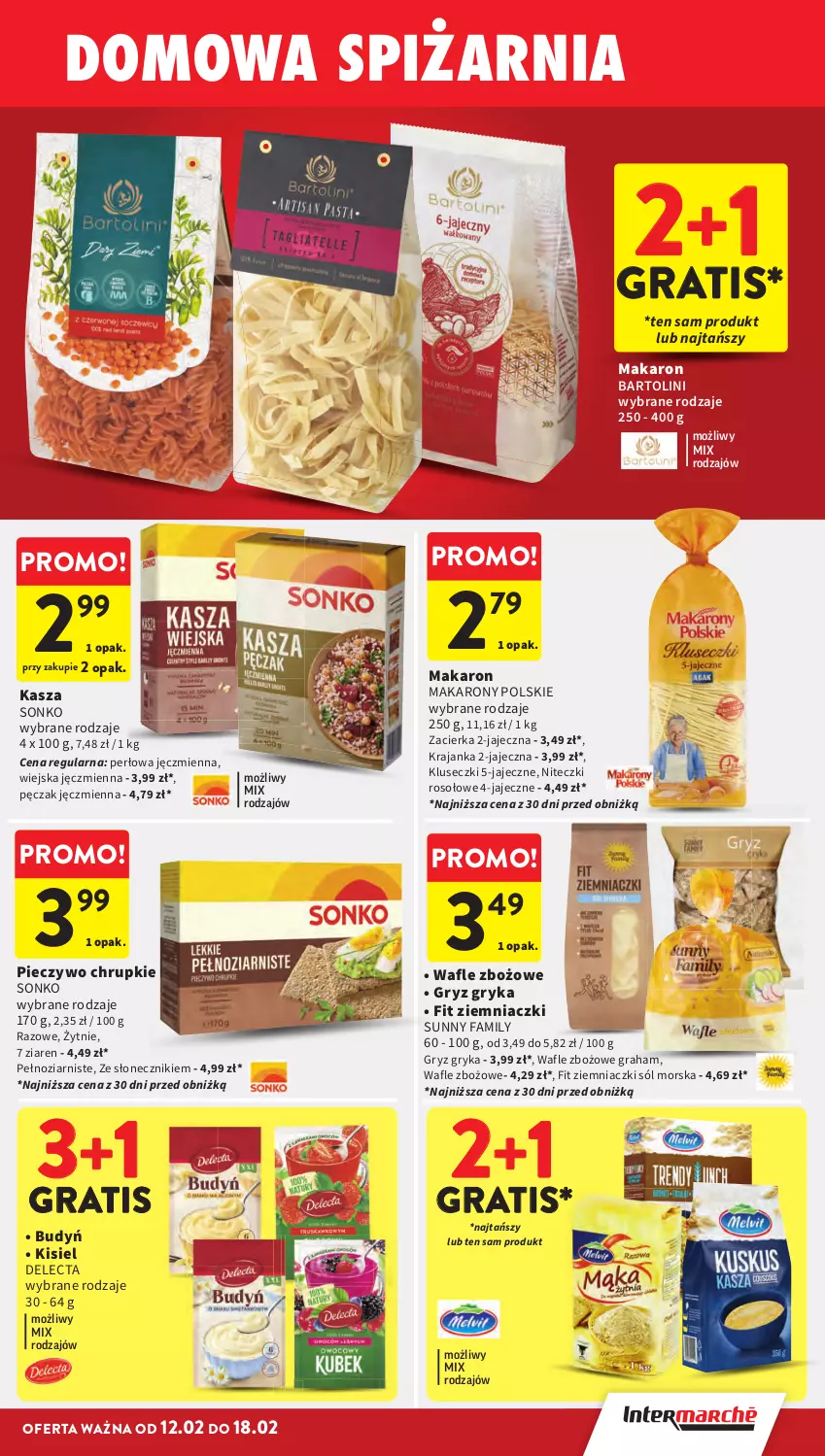 Gazetka promocyjna Intermarche - Gazetka Intermarche - ważna 12.02 do 18.02.2026 - strona 31 - produkty: Budyń, Chrupki, Delecta, Fa, Gra, Gry, Kasza, Kisiel, Makaron, Piec, Pieczywo, Pieczywo chrupkie, Sól, Sonko, Wafle, Zacierka