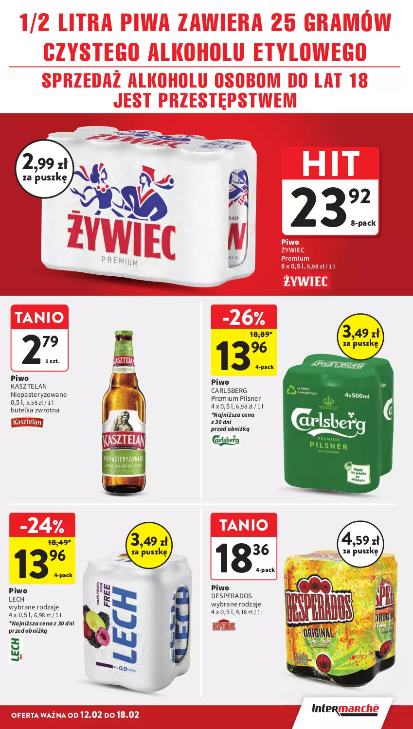 Gazetka promocyjna Intermarche - Gazetka Intermarche - ważna 12.02 do 18.02.2026 - strona 35 - produkty: Carlsberg, Desperados, Gra, Kasztelan, Piwa, Piwo