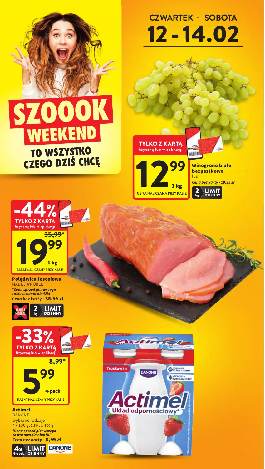 Gazetka promocyjna Intermarche - Gazetka Intermarche - ważna 12.02 do 18.02.2026 - strona 4 - produkty: Actimel, Danone, Madej Wróbel, Polędwica, Sos, Wino