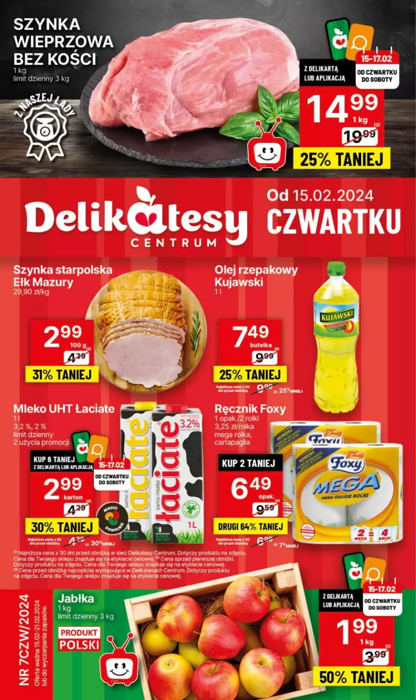 Gazetka promocyjna Delikatesy Centrum - Dyskontowe ceny w Delikatesach Centrum - ważna 15.02 do 21.02.2024 - strona 1 - produkty: Mleko, Rolki, Rum, Szynka