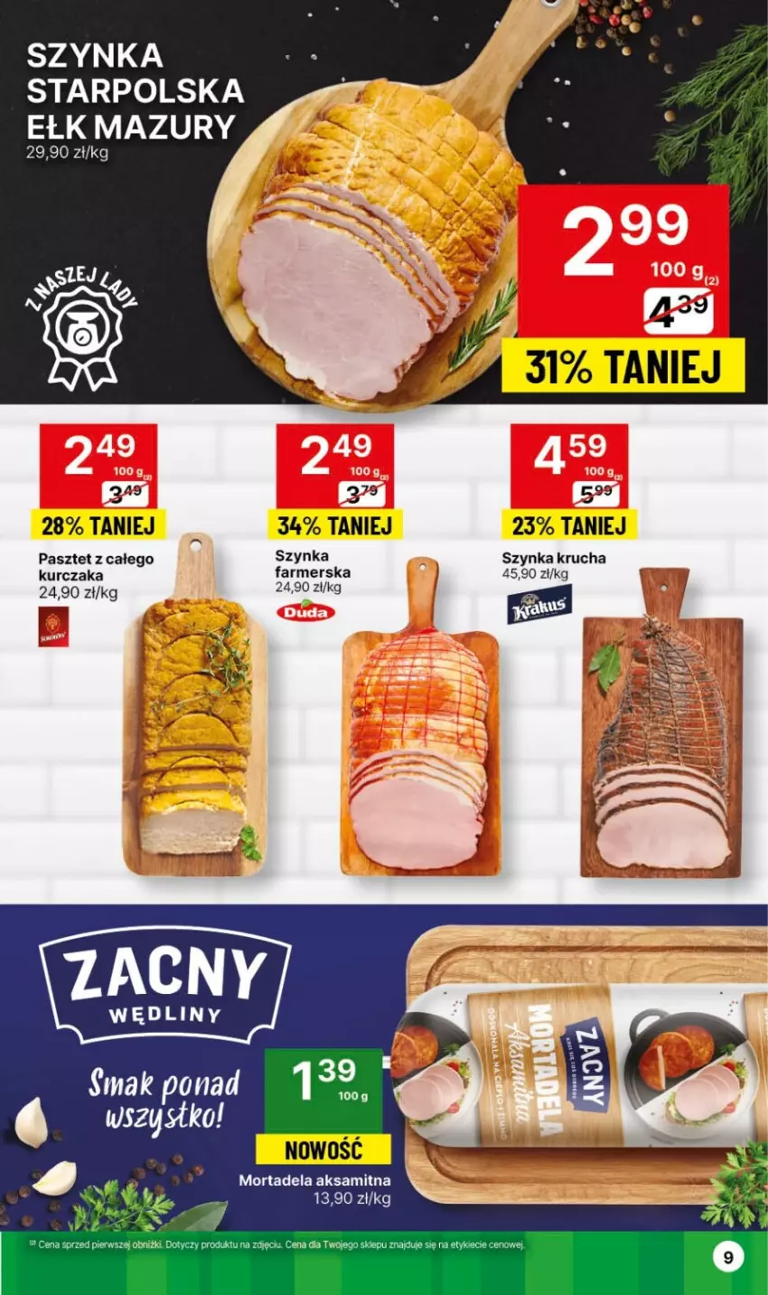 Gazetka promocyjna Delikatesy Centrum - Dyskontowe ceny w Delikatesach Centrum - ważna 15.02 do 21.02.2024 - strona 9 - produkty: Aksam, Fa, Kurczak, Pasztet, Szynka