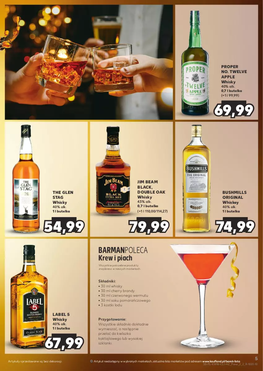 Gazetka promocyjna Kaufland - Barek Kauflandu - ważna 18.04 do 30.04.2024 - strona 5 - produkty: Brandy, Bushmills, Dres, Gin, Jim Beam, Lack, Lanki, Sok, Whiskey, Whisky