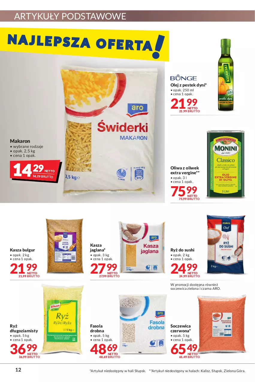 Gazetka promocyjna Makro - [Oferta promocyjna] Artykuły spożywcze i przemysłowe - ważna 17.05 do 30.05.2022 - strona 12 - produkty: Bulgur, Fa, Fasola, Gin, Kasza, Kasza jaglana, LANA, LG, Makaron, Olej, Oliwa z oliwek, Ryż, Ryż do sushi, Stek, Sushi