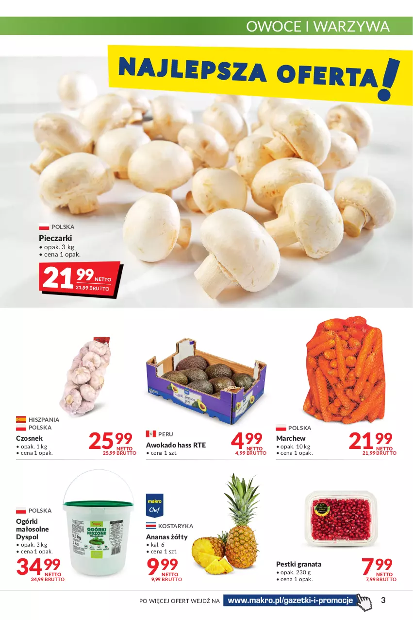 Gazetka promocyjna Makro - [Oferta promocyjna] Artykuły spożywcze i przemysłowe - ważna 17.05 do 30.05.2022 - strona 3 - produkty: Ananas, Czosnek, Gra, Granat, Owoce, Piec, Warzywa