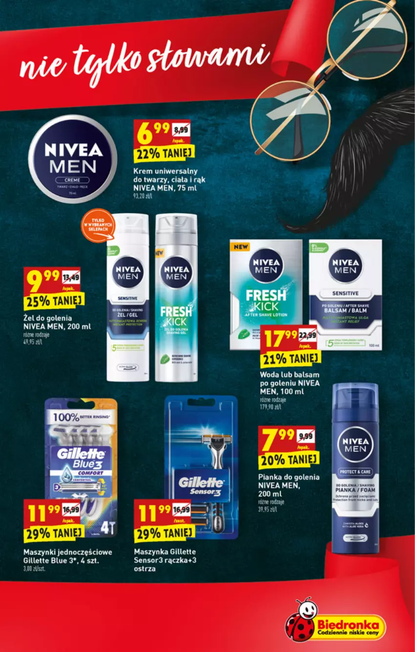 Gazetka promocyjna Biedronka - ważna 17.01 do 30.01.2022 - strona 53 - produkty: Gillette, Krem uniwersalny, Maszynka, Nivea, Nivea Men, Szynka, Woda