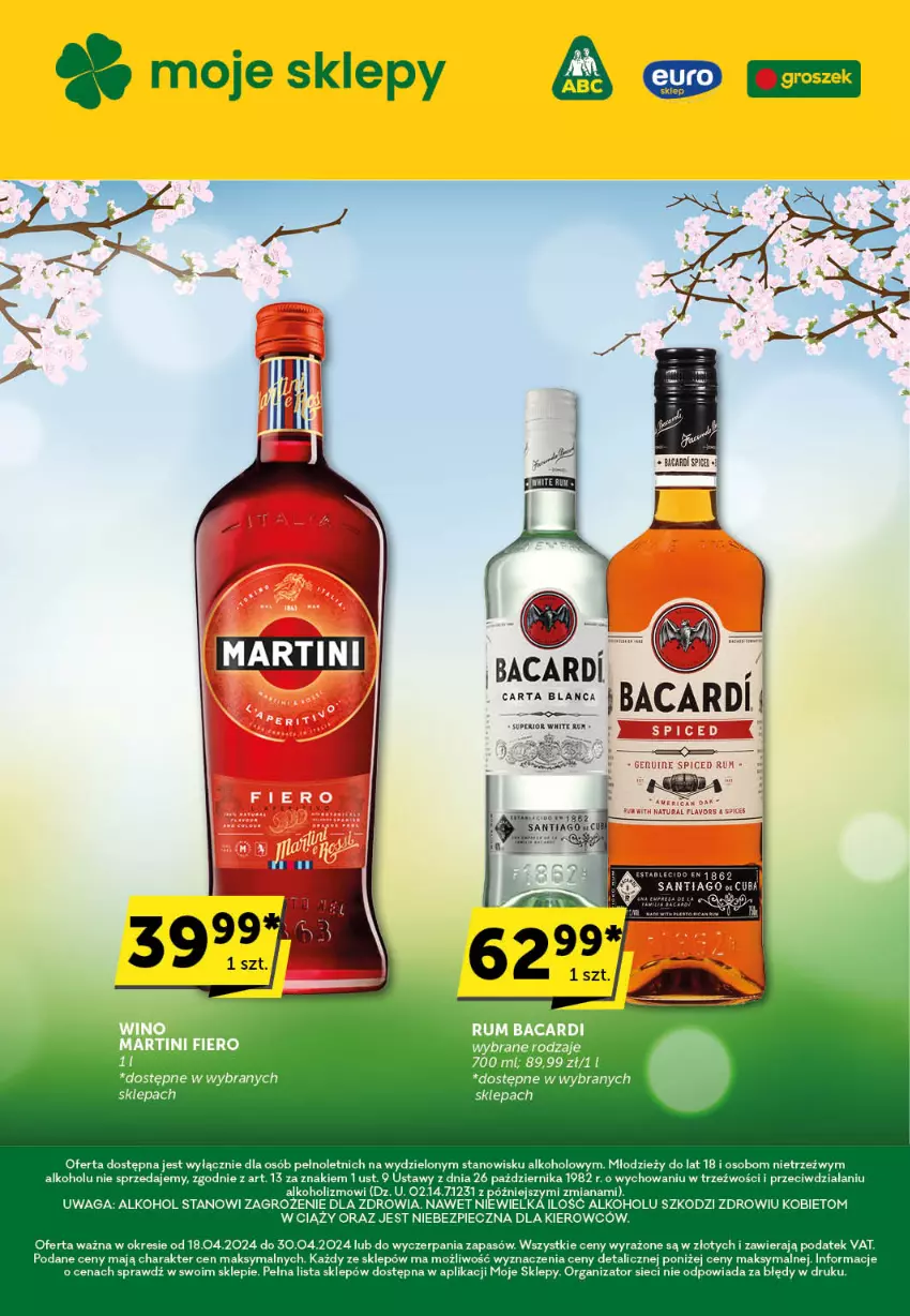 Gazetka promocyjna ABC - ważna 18.04 do 30.04.2024 - strona 1 - produkty: Bacardi, Martini, Piec, Rum, Waga