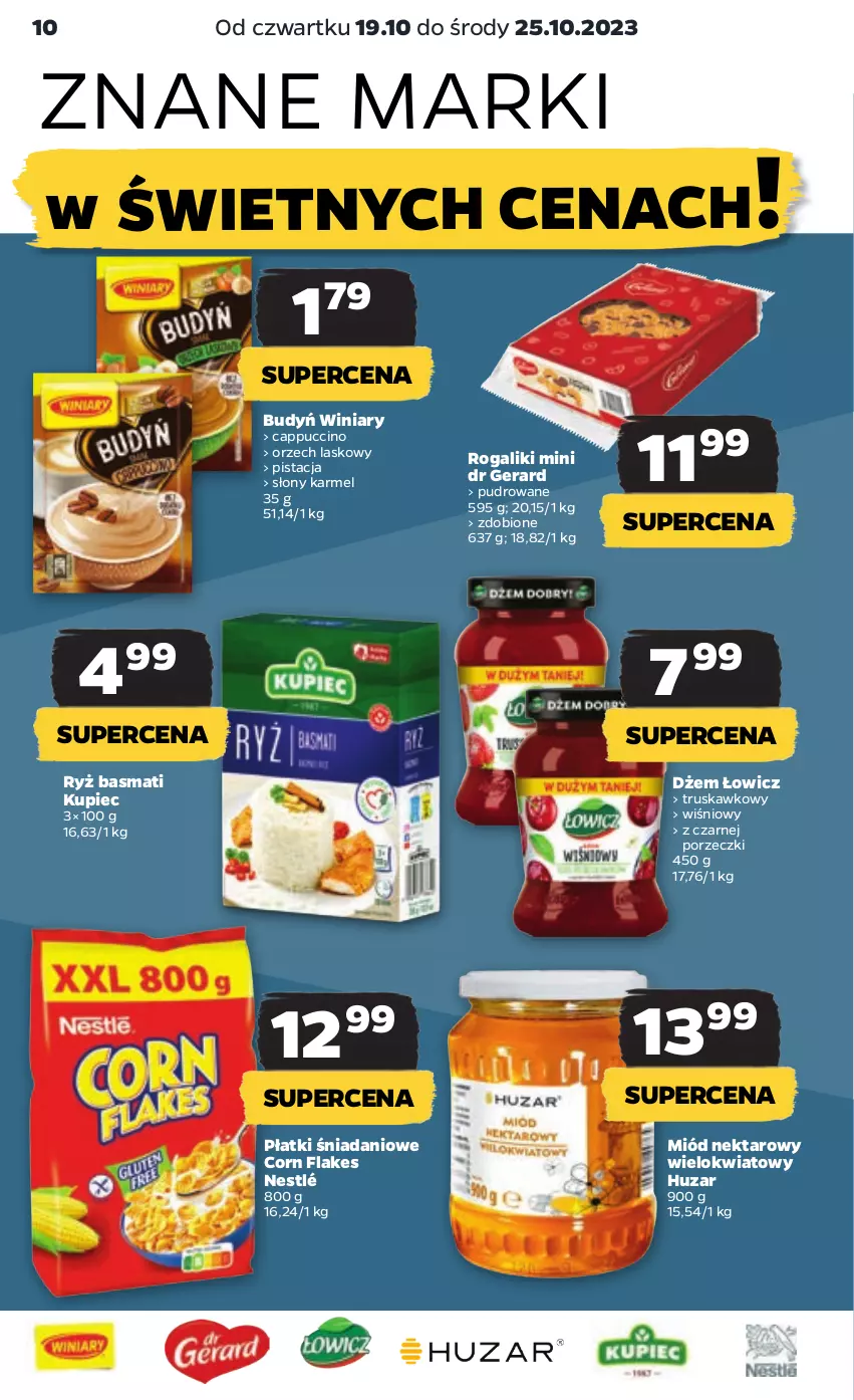 Gazetka promocyjna Netto - Artykuły spożywcze - ważna 19.10 do 25.10.2023 - strona 10 - produkty: Budyń, Cappuccino, Corn flakes, Danio, Dr Gerard, Dżem, Kupiec, Miód, Nektar, Nestlé, Piec, Por, Rogal, Ryż, Ryż basmati, Winiary