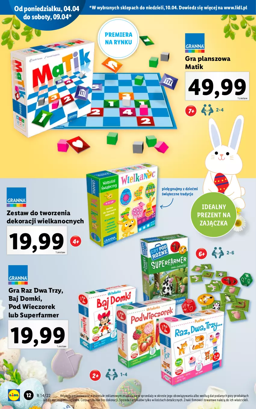 Gazetka promocyjna Lidl - GAZETKA - ważna 04.04 do 10.04.2022 - strona 12 - produkty: Fa, Gra, SuperFarmer