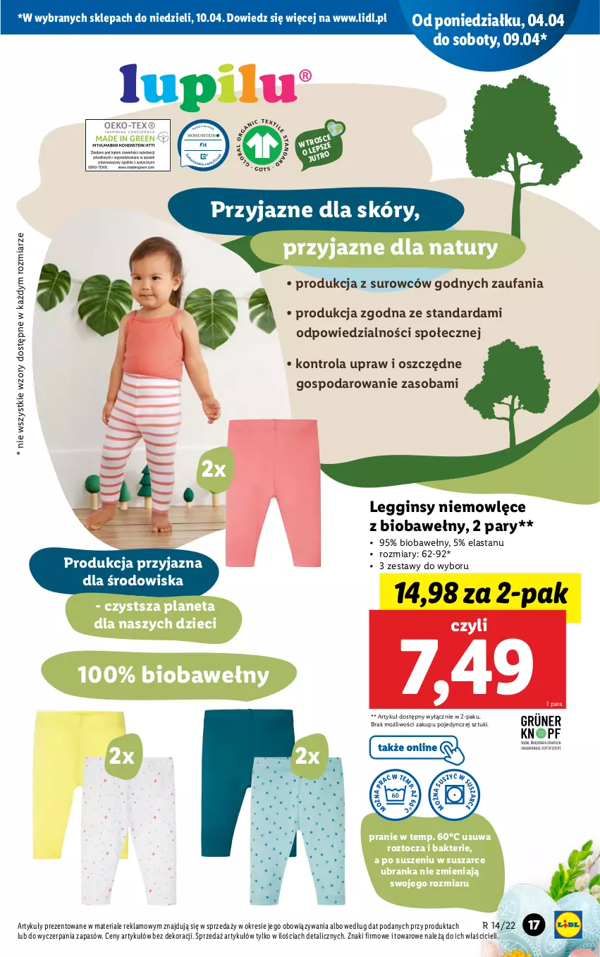 Gazetka promocyjna Lidl - GAZETKA - ważna 04.04 do 10.04.2022 - strona 17 - produkty: Dzieci, Fa, Gin, Legginsy