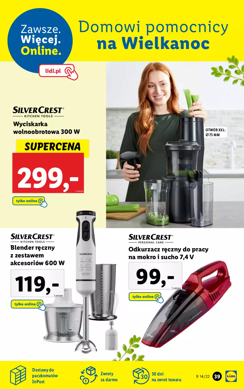 Gazetka promocyjna Lidl - GAZETKA - ważna 04.04 do 10.04.2022 - strona 41 - produkty: Blender, Blender ręczny, Odkurzacz, Wyciskarka, Wyciskarka wolnoobrotowa