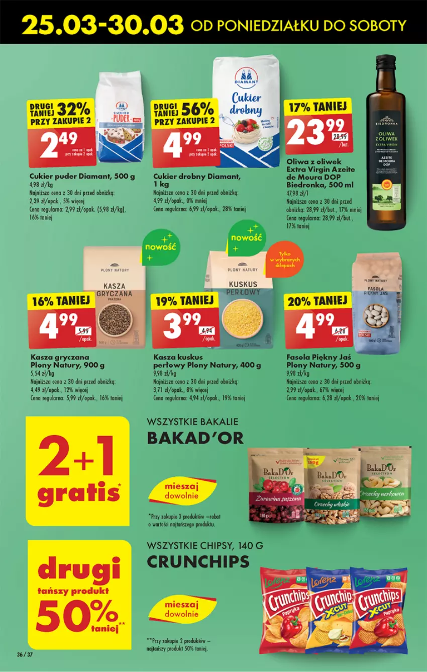 Gazetka promocyjna Biedronka - Od poniedzialku - ważna 25.03 do 30.03.2024 - strona 40 - produkty: Chipsy, Crunchips, Cukier, Cukier puder, Diamant, Dron, Fa, Fasola, Gin, Gry, Kasza, Kasza gryczana, Kuskus, Oliwa z oliwek, Puder