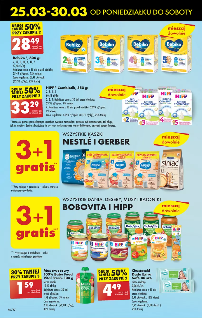 Gazetka promocyjna Biedronka - Od poniedzialku - ważna 25.03 do 30.03.2024 - strona 50 - produkty: Baton, Bebiko, BoboVita, Chusteczki, Dada, Deser, Gerber, HiPP, Karmi, LG, Mleko, Mus, O nas, Por, Ser, Tonik