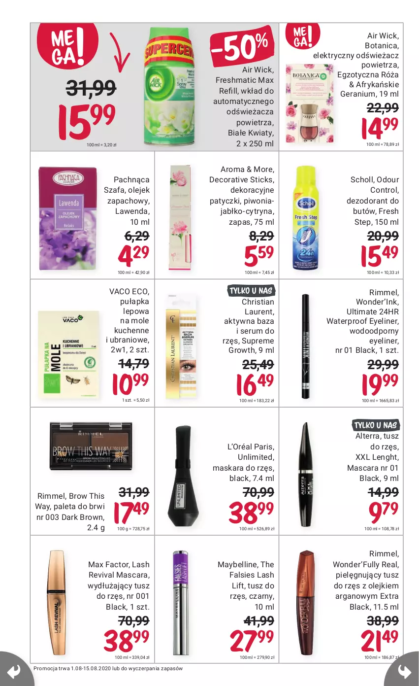 Gazetka promocyjna Rossmann - 1 sierpnia - ważna 01.08 do 15.08.2021 - strona 10 - produkty: Air Wick, Alterra, Bell, Control, Dezodorant, Fa, L’Oréal, Lack, Laur, Max Factor, Maybelline, Olej, Paleta, Piwo, Por, Rum, Scholl, Ser, Serum, Szafa, Tusz