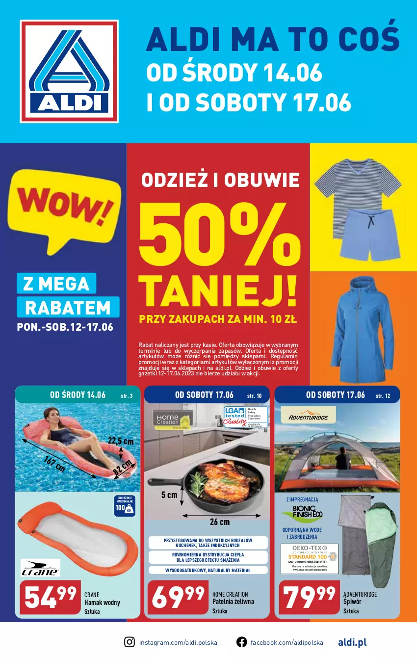 Gazetka promocyjna Aldi - COŚ do domu i nie tylko - ważna 14.06 do 17.06.2023 - strona 1 - produkty: Fa, Gra, Hama, Obuwie, Patelnia, Por, Sok