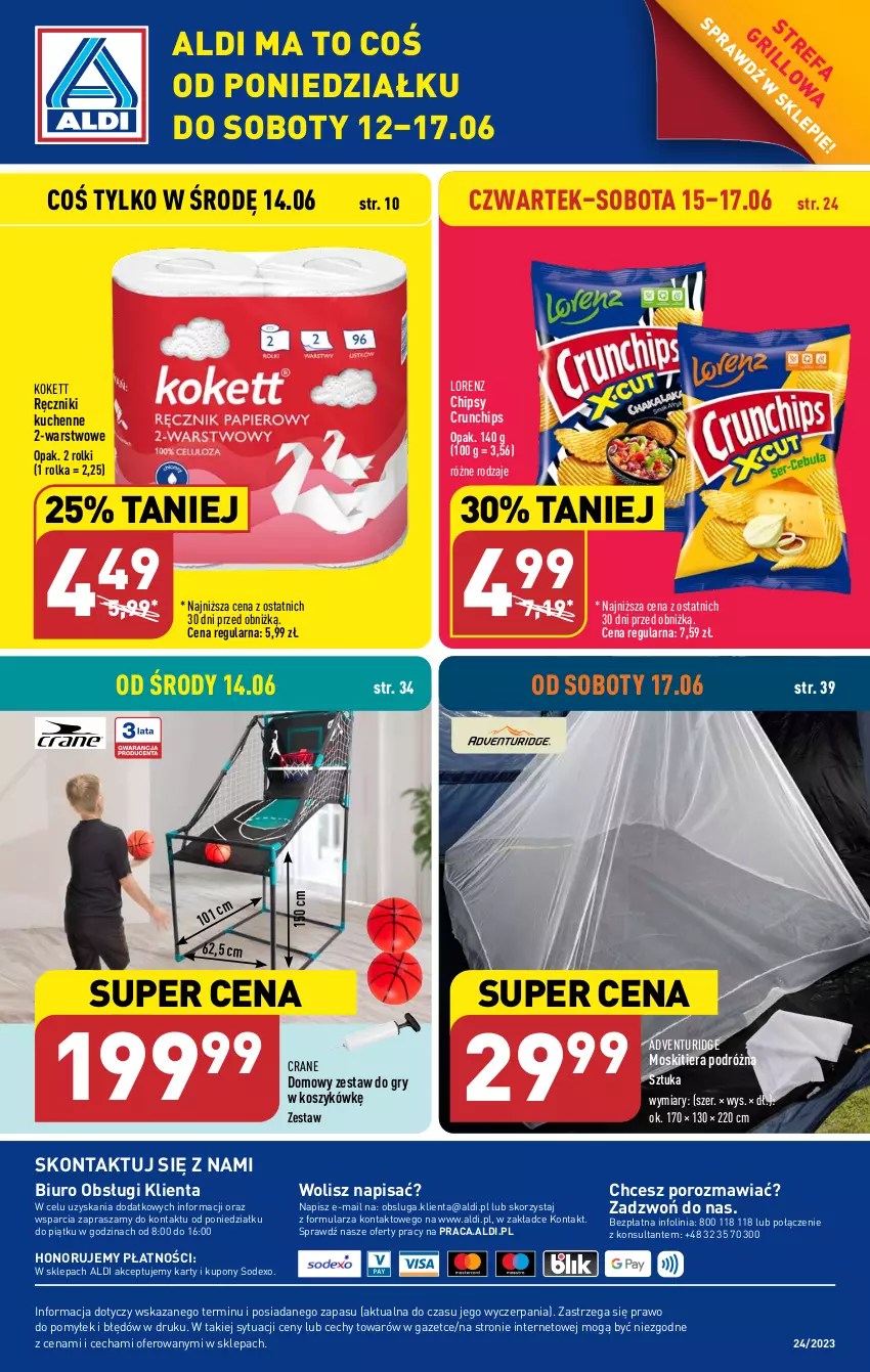 Gazetka promocyjna Aldi - COŚ do domu i nie tylko - ważna 14.06 do 17.06.2023 - strona 13 - produkty: Biuro, Chipsy, Crunchips, Fa, Gry, Kosz, Lorenz, O nas, Por, Ręcznik, Rolki