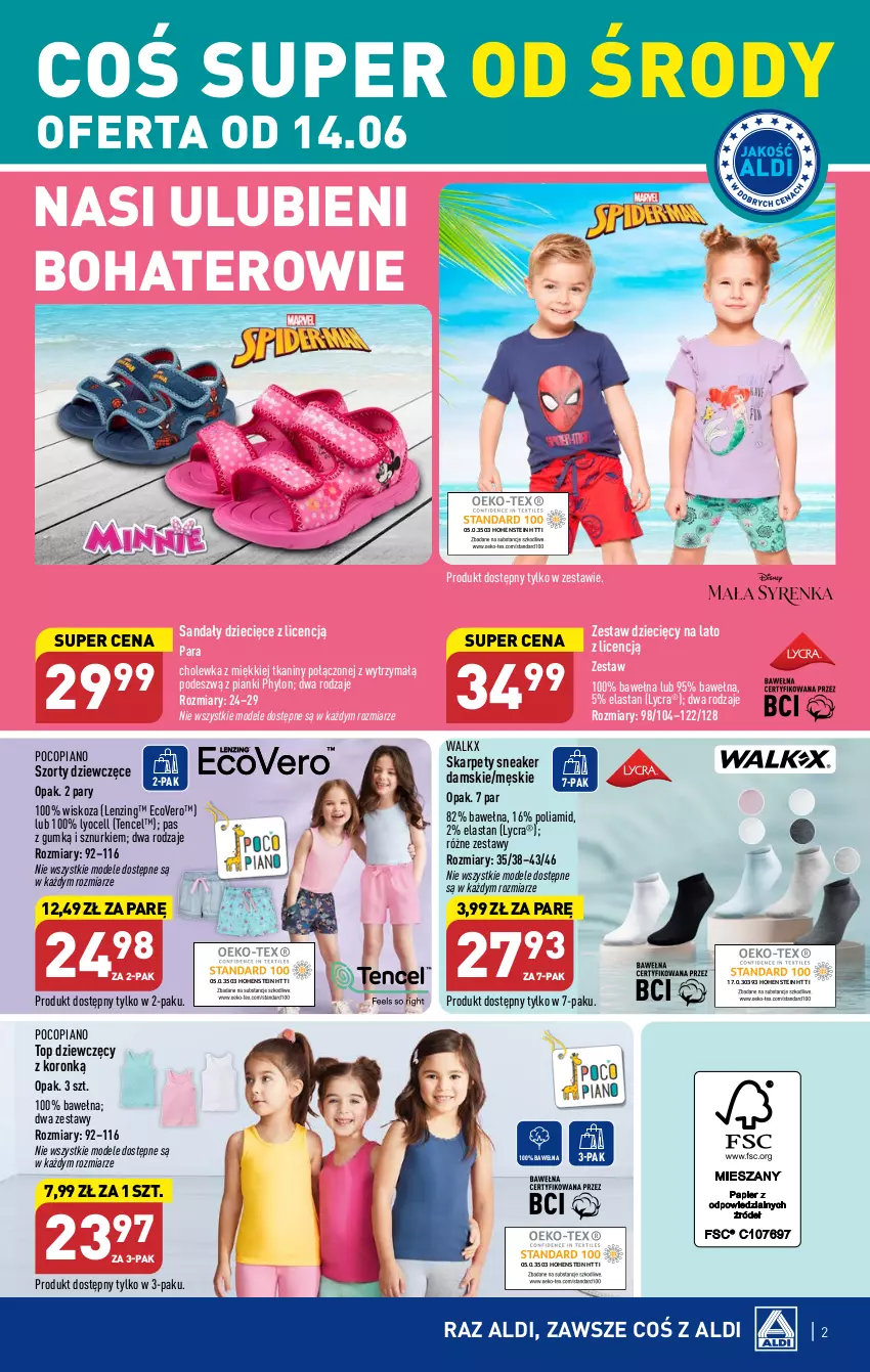 Gazetka promocyjna Aldi - COŚ do domu i nie tylko - ważna 14.06 do 17.06.2023 - strona 2 - produkty: Dzieci, Karp, Pocopiano, Sandał, Szorty, Top, Wełna