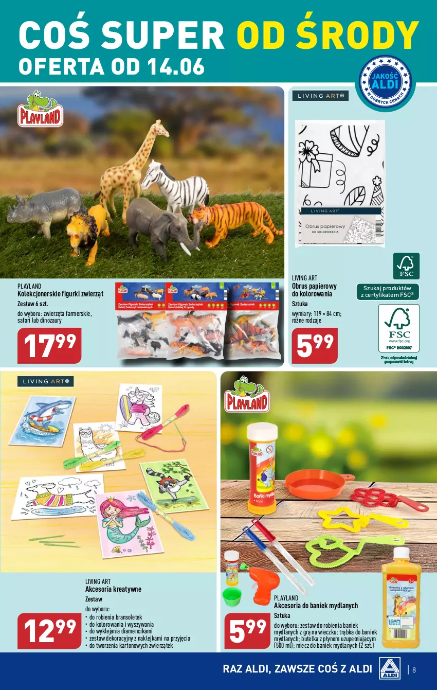 Gazetka promocyjna Aldi - COŚ do domu i nie tylko - ważna 14.06 do 17.06.2023 - strona 8 - produkty: Dinozaur, Fa, Klej, Miecz, Obrus, Papier, Trąbka, Zwierzęta