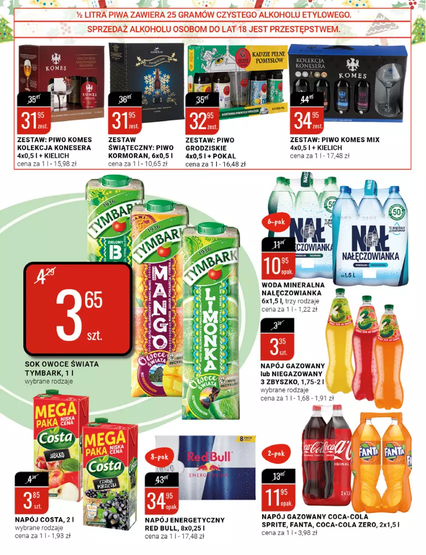 Gazetka promocyjna Bi1 - Świąteczne smaki - ważna 14.12 do 24.12.2022 - strona 12 - produkty: Coca-Cola, Fa, Fanta, Nałęczowianka, Napój, Napój gazowany, Owoce, Piwo, Red Bull, Ser, Sok, Sprite, Tymbark, Woda, Woda mineralna