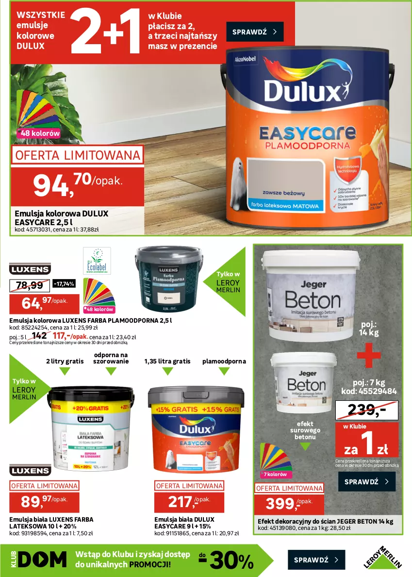 Gazetka promocyjna Leroy Merlin - Gazetka Leroy Merlin - ważna 20.05 do 16.06.2026 - strona 17 - produkty: Dulux, Emulsja, Fa, Farba lateksowa, Gra, HP, Lazur, Luxens, Por